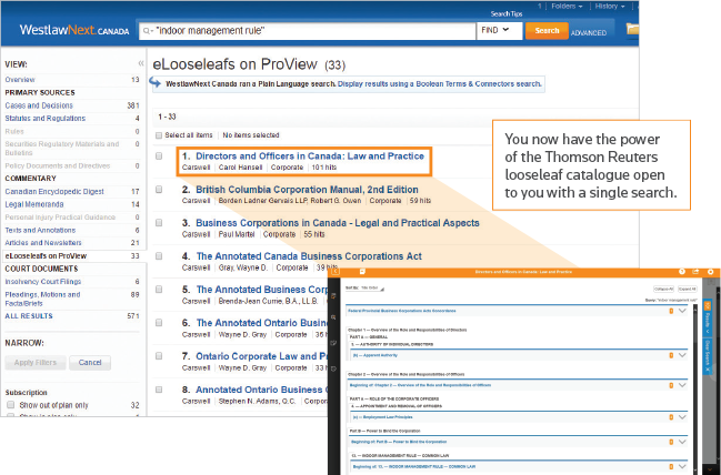Secondary Sources: Thomson Reuters looseleaf catalogue